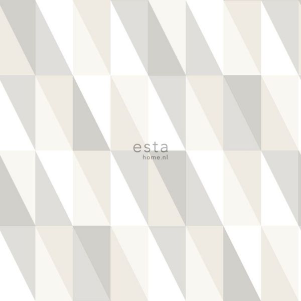 Estahome Grafische Driehoeken Behang - Zilver / Grijs / Beige