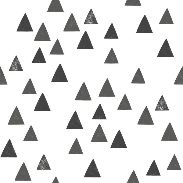 Estahome Grafische Driehoeken Behang - Zwart / Wit III
