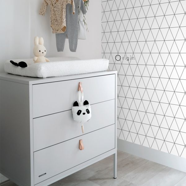 Estahome Grafische Driehoeken Behang - Zwart / Wit V