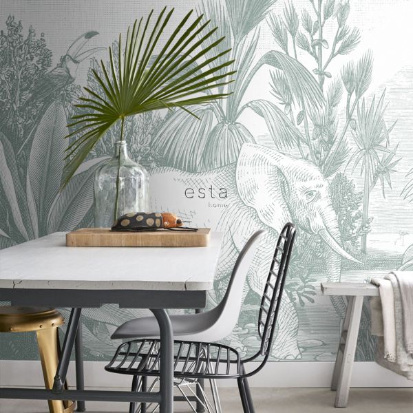Estahome Jungle Motief Fotobehang  - 3 x 2,79 m - Groen