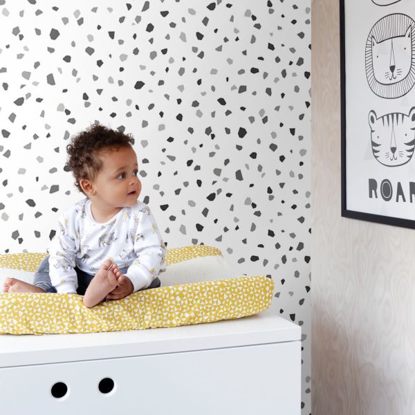 Estahome Terrazzo Behang - 0,53 x 10,05 m - Zwart / Wit / Grijs