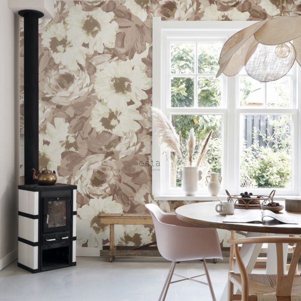 Estahome Vintage Bloemen Fotobehang  - 1,5 x 2,79 m - Oudroze