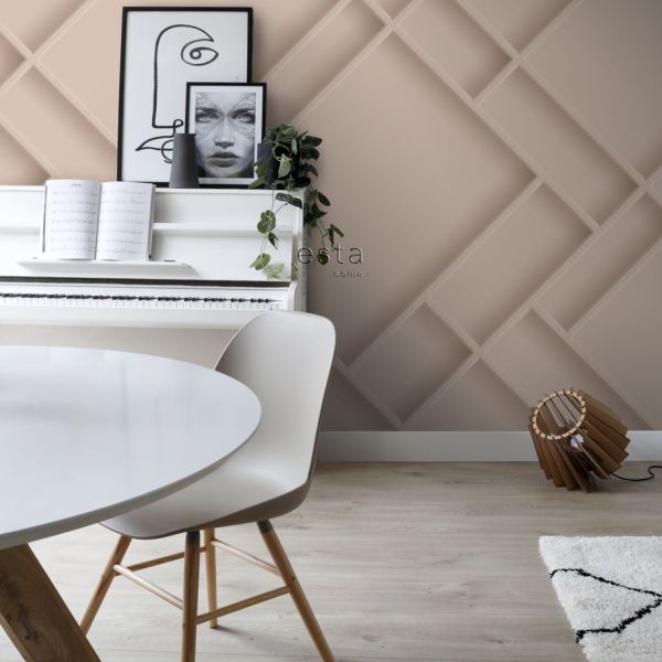 Estahome Wandpanelen Diagonaal Fotobehang  - 2 x 2,79 m - Zacht Roze