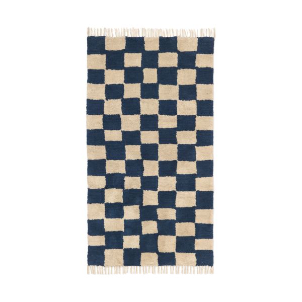 Ferm Living Washable Vloerkleed - Deep Blue / Warm Sand