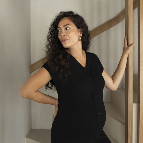 Het Bevallingsjurkje Bamboo Rib - XS / S - Black