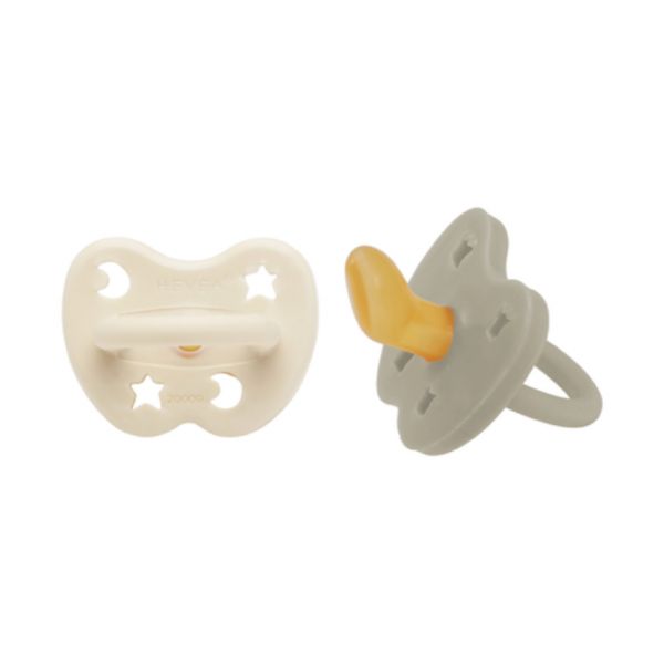 Hevea Orthodontische Fopspeen - 0-3 Mnd – 2 stuks - Oatmeal & Milky White 
