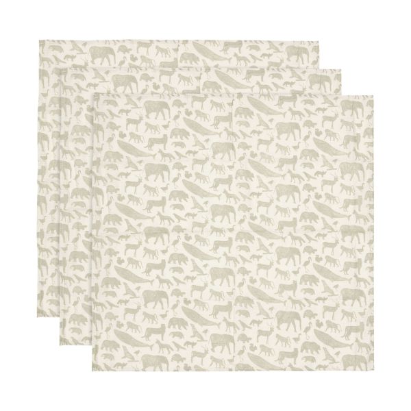 Jollein Animals Multidoek - Hydrofiel - 3 Stuks - Olive Green