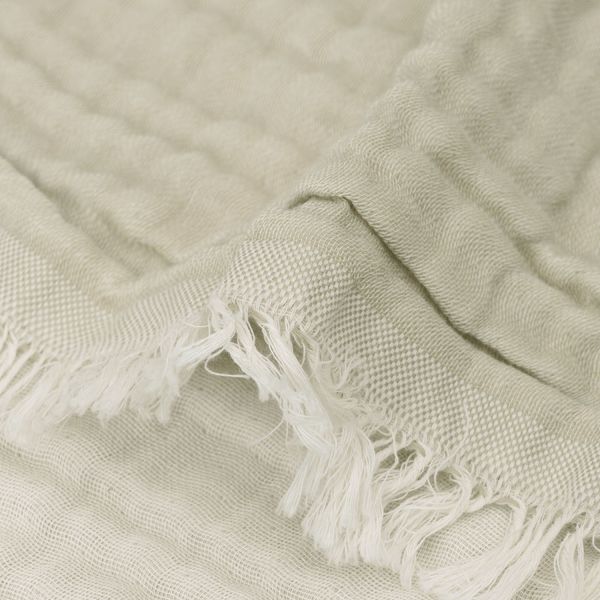 Jollein Fringe Ledikantdeken - Hydrofiel - Olive Green / Ivory