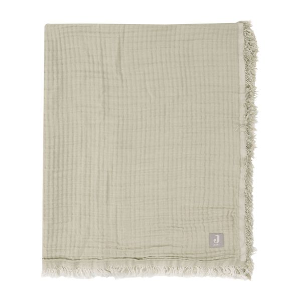 Jollein Fringe Ledikantdeken - Hydrofiel - Olive Green / Ivory
