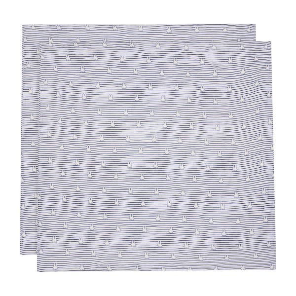 Jollein Miffy Hydrofiel Doek - 115 x 115 cm - Stripe Navy - 2 Stuks