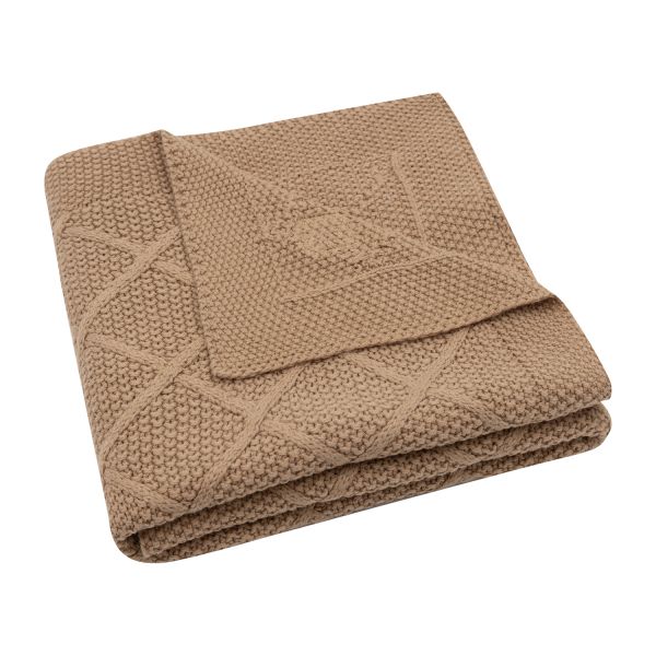 Jollein Check Knit Wiegdeken - 75 x 100 cm - Biscuit