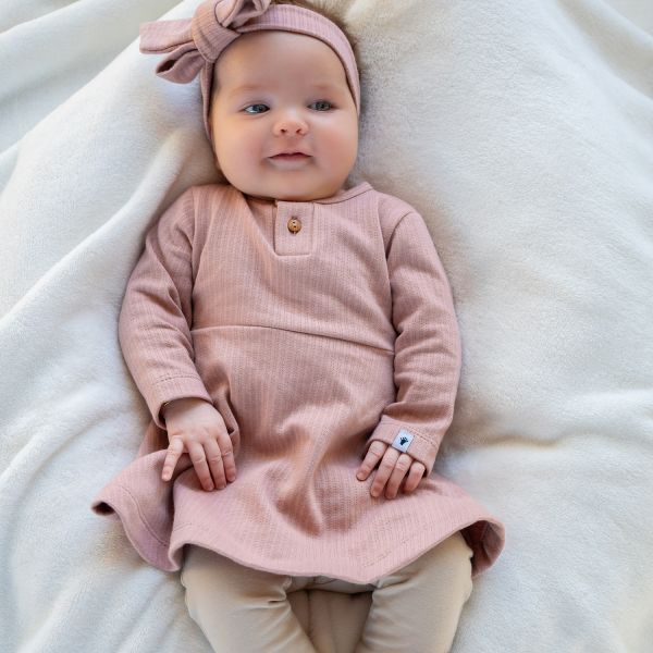 Klein Baby Jurk Rib - maat 50 - Fawn