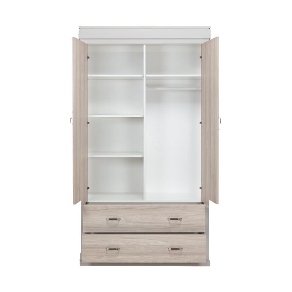 Kidsmill Newport Kledingkast 2-Deurs Incl. RVS Grepen - Oatmeal / Eiken