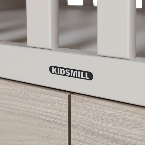 Kidsmill Newport Ledikant 60 x 120 cm - Incl. Zwarte Grepen - Oatmeal / Eiken