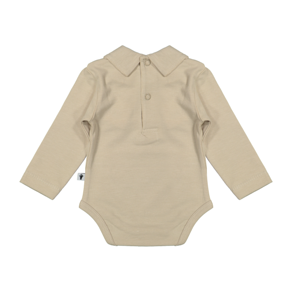 Klein Baby Oxford Tan Romper Met Kraag - Lange Mouw - Mt. 50 - Beige