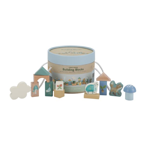 Little Dutch Forest Friends Houten Blokken In Ton