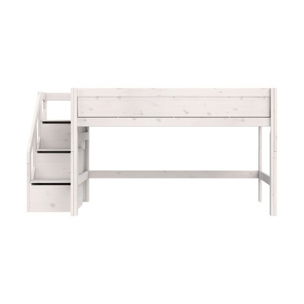 Life Time Halfhoogslaper Premium - White Wash - 120 cm - Met Trapkast