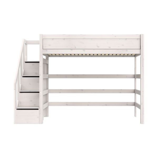 Life Time Hoogslaper Premium - White Wash - 177 cm - 120 cm - Met Trapkast