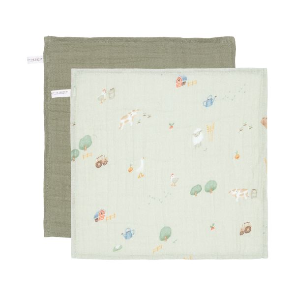 Little Dutch Little Farm Monddoekjes - Olive - 2 Stuks