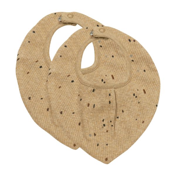 Meyco Baby Rib Mini Spot Bandana Slabbetjes - 2 stuks - Toffee Melange