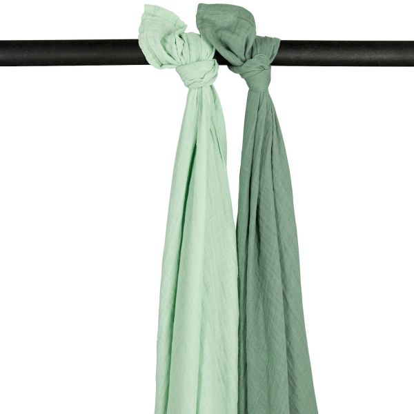 Meyco Swaddle Inbakerdoek - Uni - 2 Stuks - Soft Green / Forest Green
