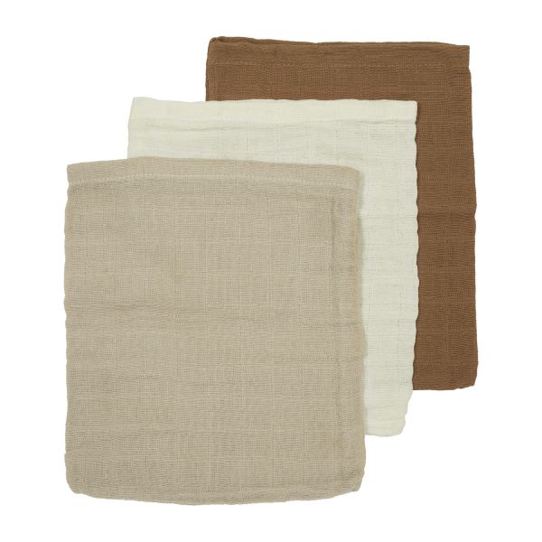 Meyco Washandjes - Uni - Offwhite / Sand / Toffee - 3 Stuks