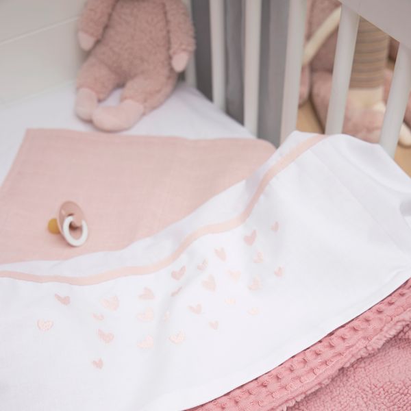 Meyco Hearts Ledikantlaken - 100 x 150 cm - Soft Pink