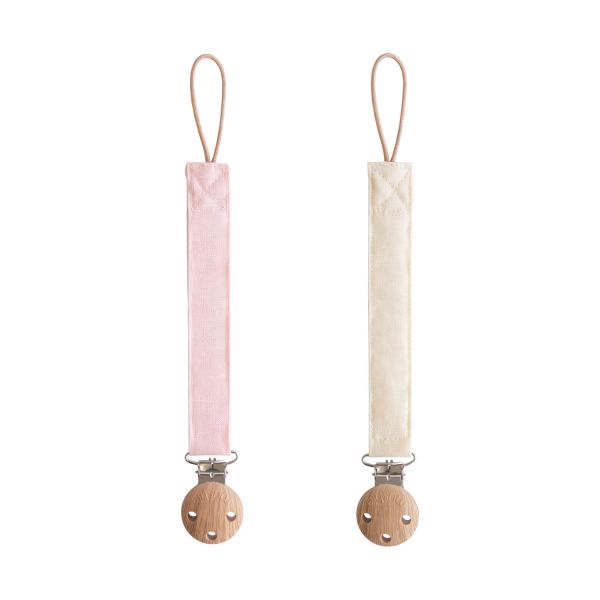 Mushie Fopspeenkoord 2-Pack - Linen Blush/Cream