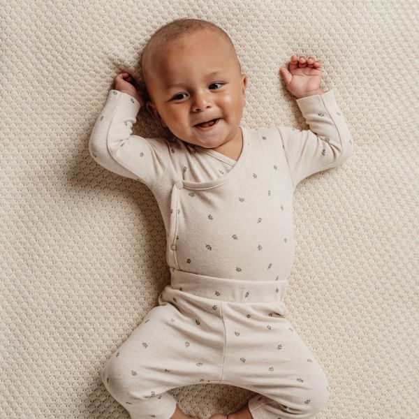 Little Dutch Newborn NOOS Little Farm Romper - Overslag lange mouw maat 50 - Green leaves