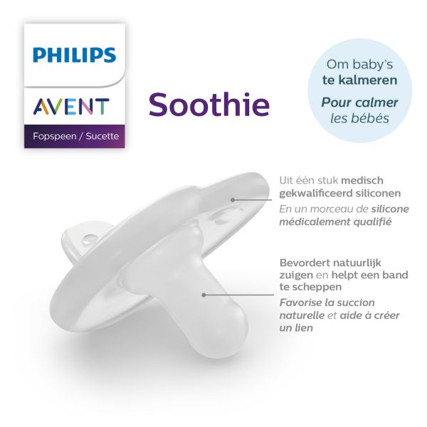 Philips Avent Soothie Fopspeen - Symmetrisch - 2 Stuks - 0-6 Mnd - Blauw 