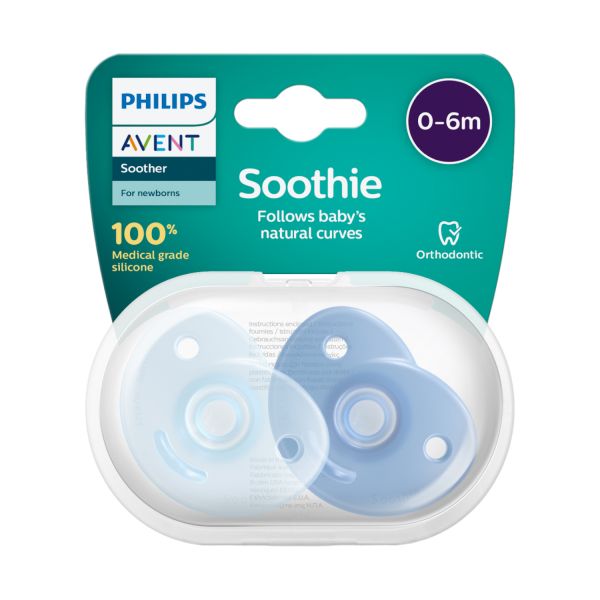 Philips Avent Soothie Fopspeen - Symmetrisch - 2 Stuks - 0-6 Mnd - Blauw 