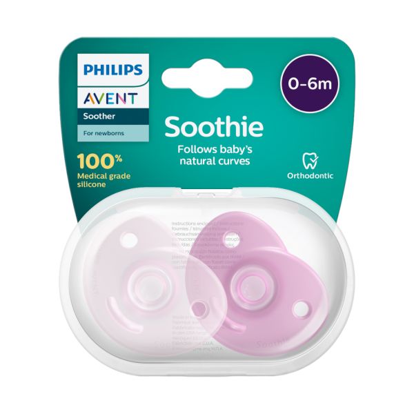 Philips Avent Fopspeen Soothie - Symmetrisch - 2 Stuks - 0-6 Mnd - Roze