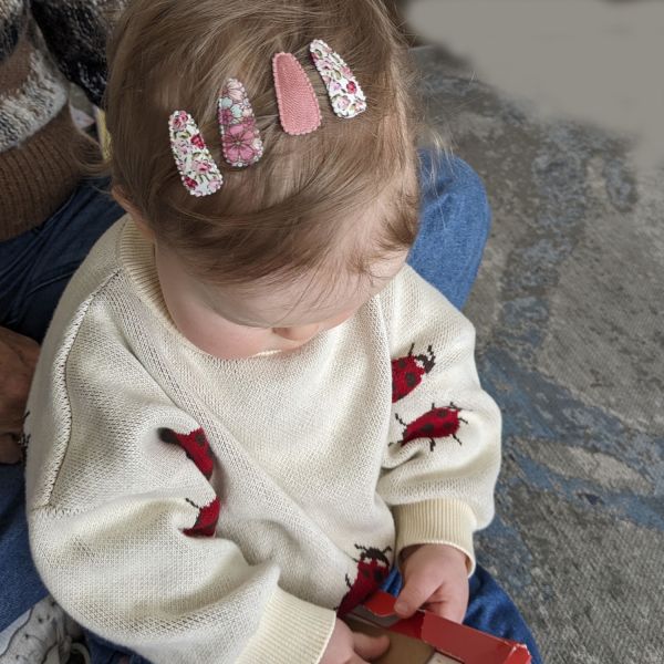 Ootje Kadootje Babyhaarclipjes - Print Roze/Rib Roze - 3 stuks
