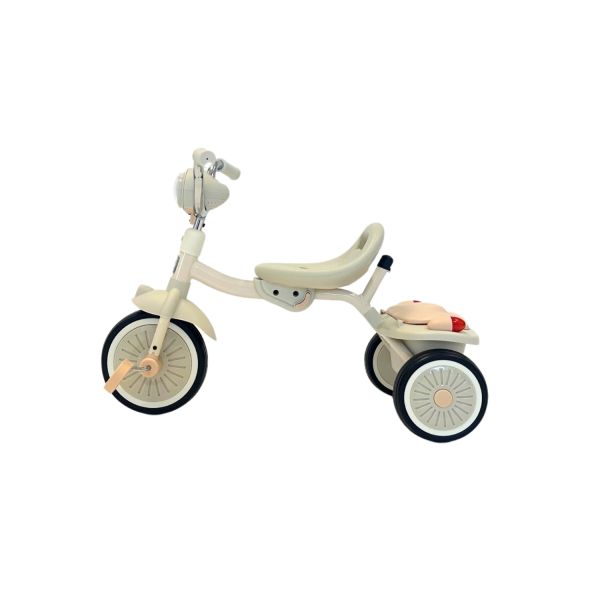 Puck Driewieler Cream-Rose met duwstang