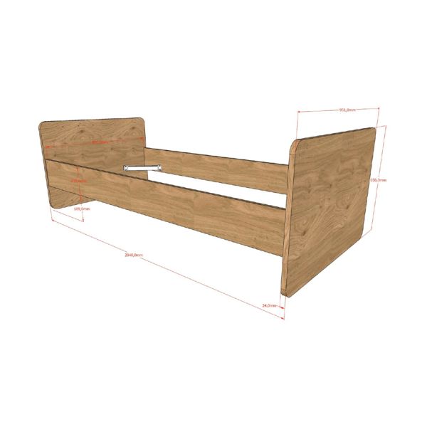 Vipack Sam Doorgroeibed - 90 x 200 cm - Eik