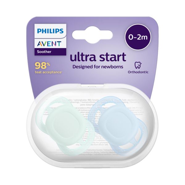Philips Avent Glow In The Dark Ultra Air Fopspeen - Symmetrisch - 2 Stuks - 0-2 Mnd - Groen/Blauw