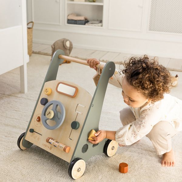 Sebra Houten Loopwagen - Blauw
