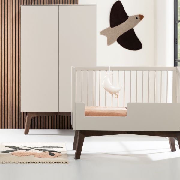 Kidsmill Sixties Kledingkast 2-Deurs Oatmeal / Walnoot