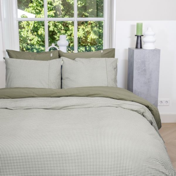 Town & Country Gingham Dekbedovertrek - 140 x 220 cm - Olive