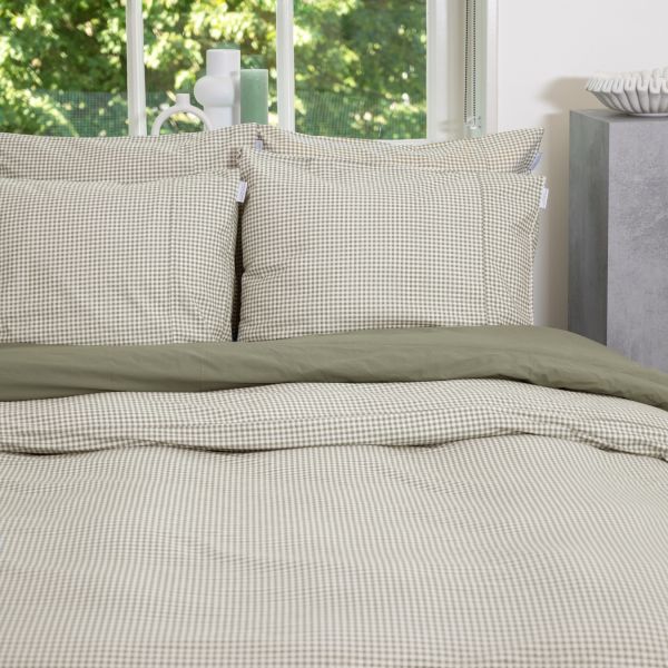 Town & Country Gingham Dekbedovertrek - 140 x 220 cm - Olive