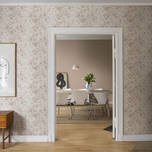 Sandberg Karins Bukett Behang - Powder Pink