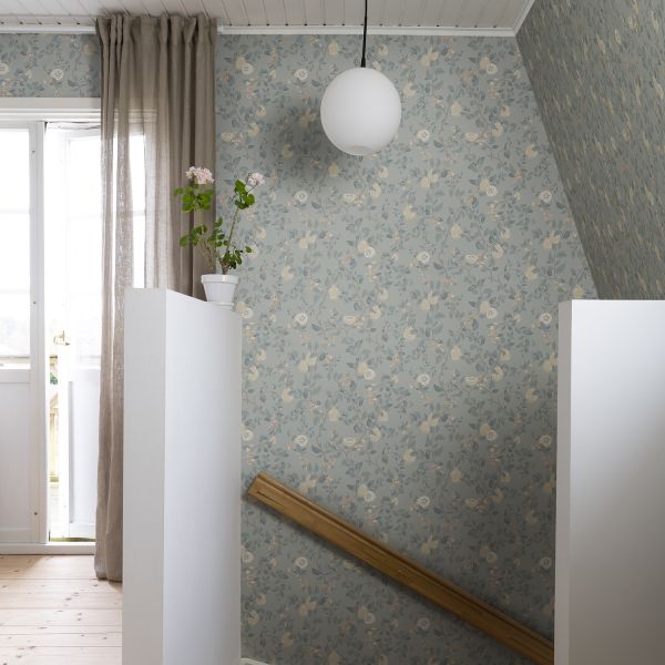 Sandberg Kvitten Behang - Soft Blue