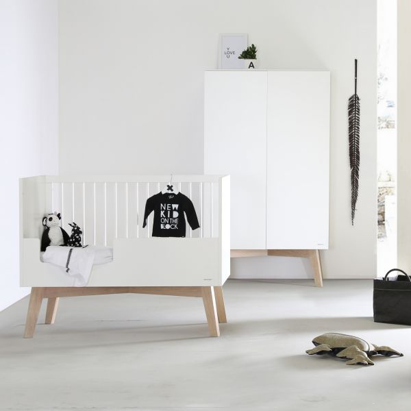 Kidsmill Sixties Kledingkast 2-Deurs Wit Mat / Naturel