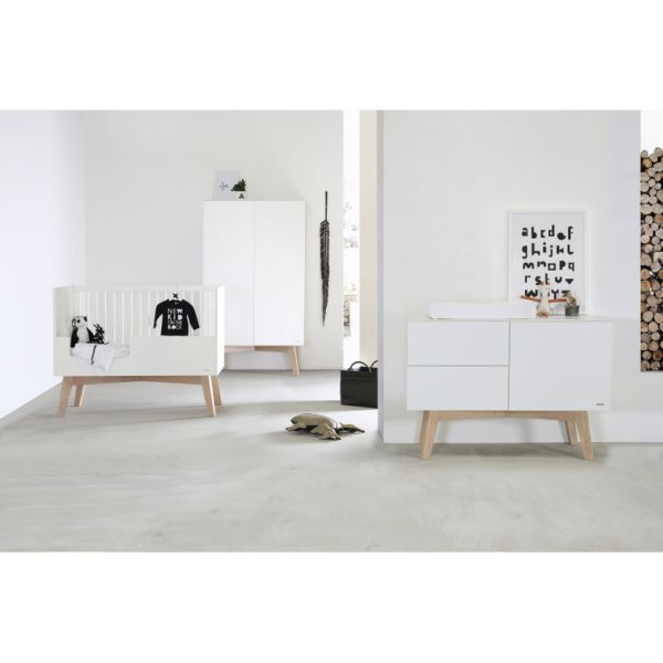 Kidsmill Sixties Kledingkast 2-Deurs Wit Mat / Naturel
