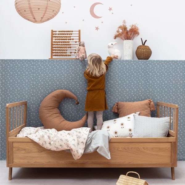 Bibelotte Bloemenzee Klein Behang Denimblauw