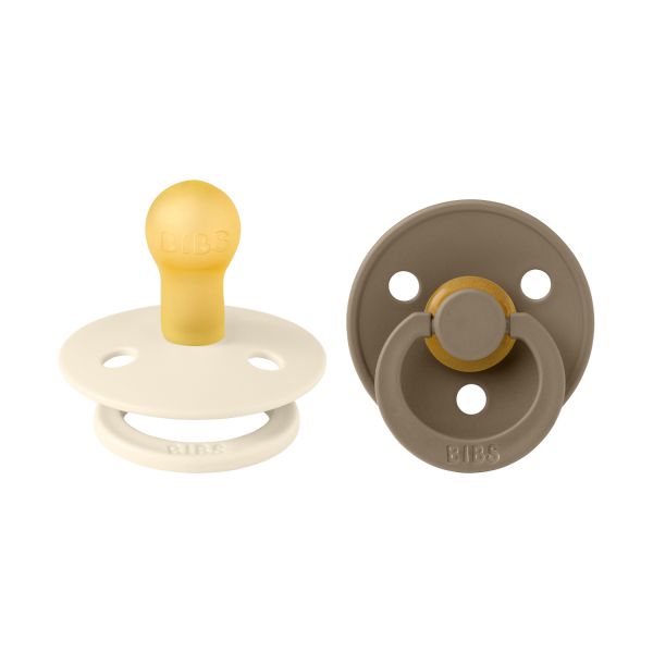 BiBs Fopspeen - Rond - 2 Stuks - 0-6 Mnd - Dark Oak/Ivory