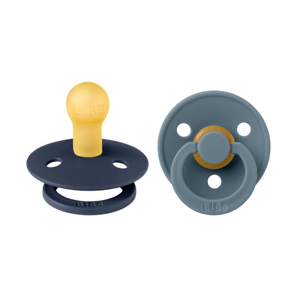 BiBs Retro Fopspeen - Rond - 2 Stuks - 6-18 Mnd - Deep Space Blue/Petrol 