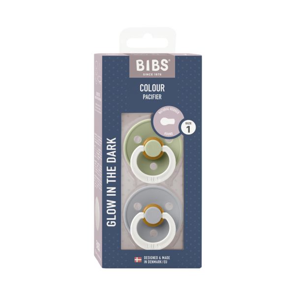 BiBs Retro Fopspeen Glow Sage / Cloud 0-6 Mnd 2 Stuks