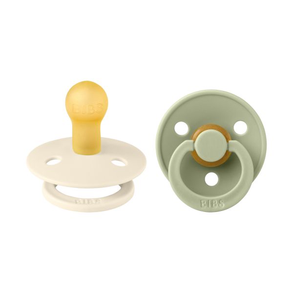 BiBs Fopspeen - Rond - 2 Stuks - 6-18 Mnd - Sage/Ivory 