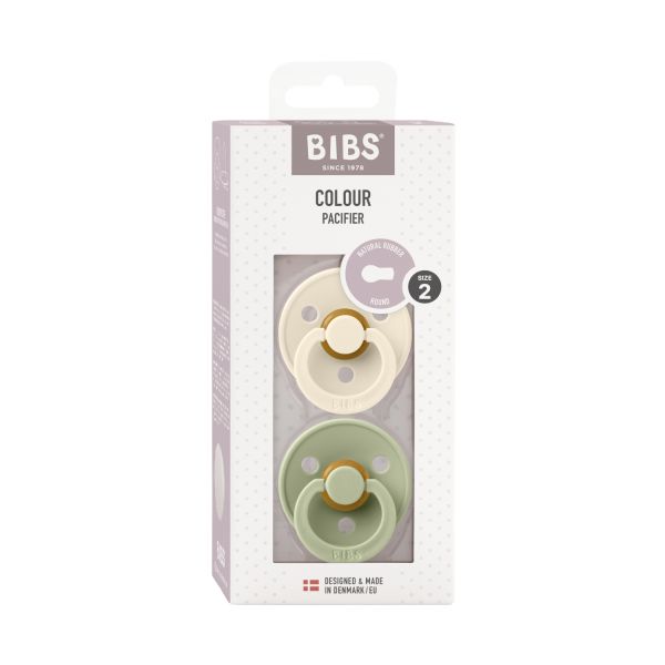 BiBs Fopspeen - Rond - 2 Stuks - 6-18 Mnd - Sage/Ivory 